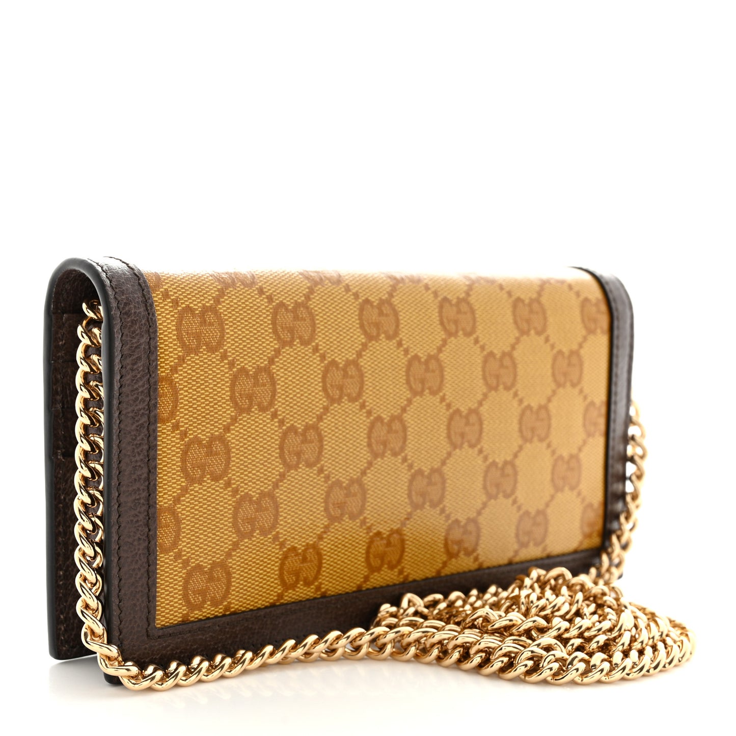 X ADIDAS Monogram Trefoil Embossed Wallet On Chain Brown