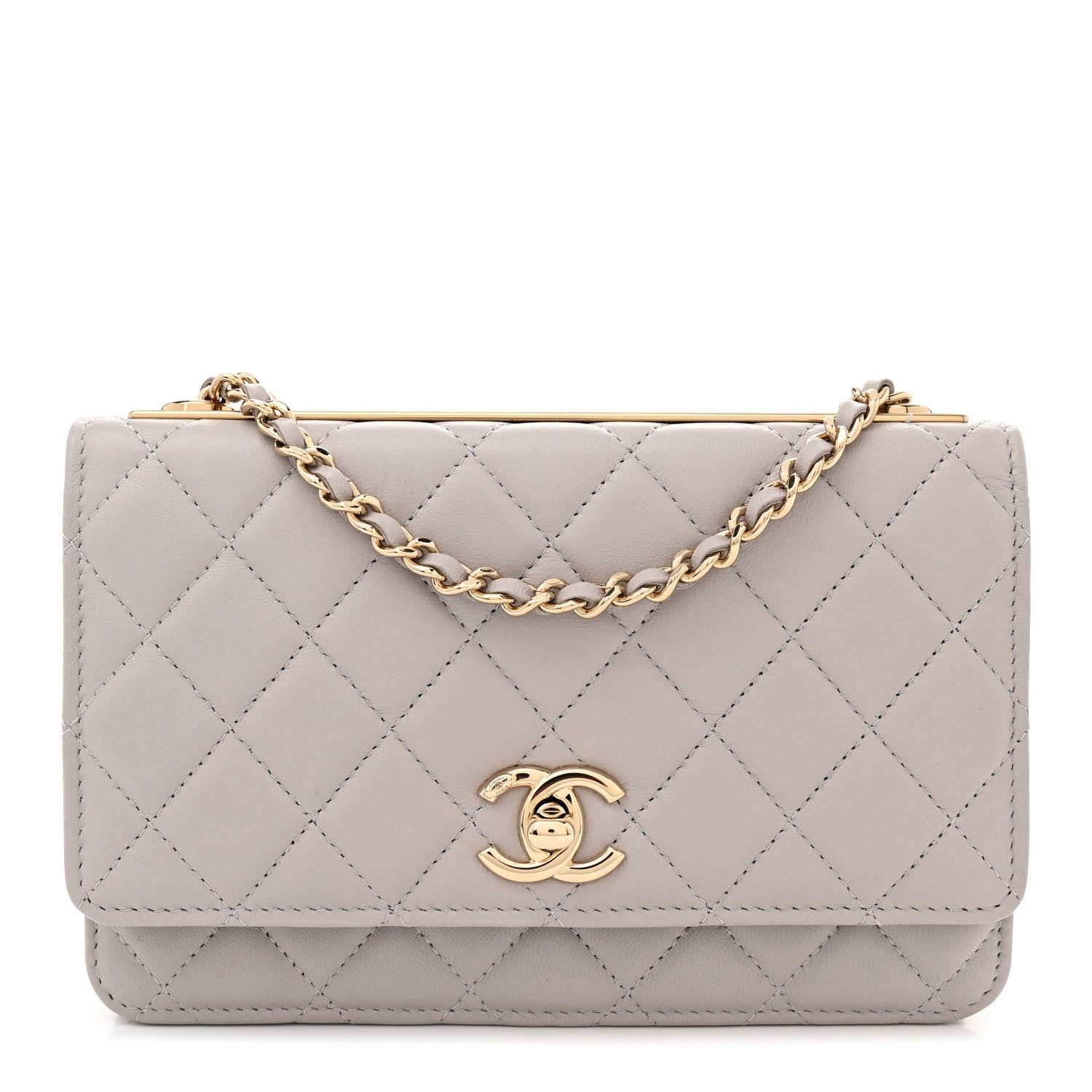 Chanel Lambskin Quilted Trendy CC Wallet On Chain WOC Grey 1 of 11