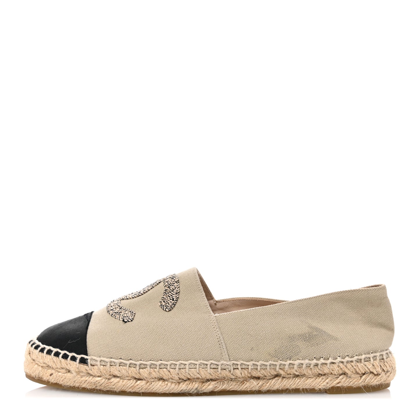 Canvas Grosgrain CC Espadrilles 40 Light Green Black