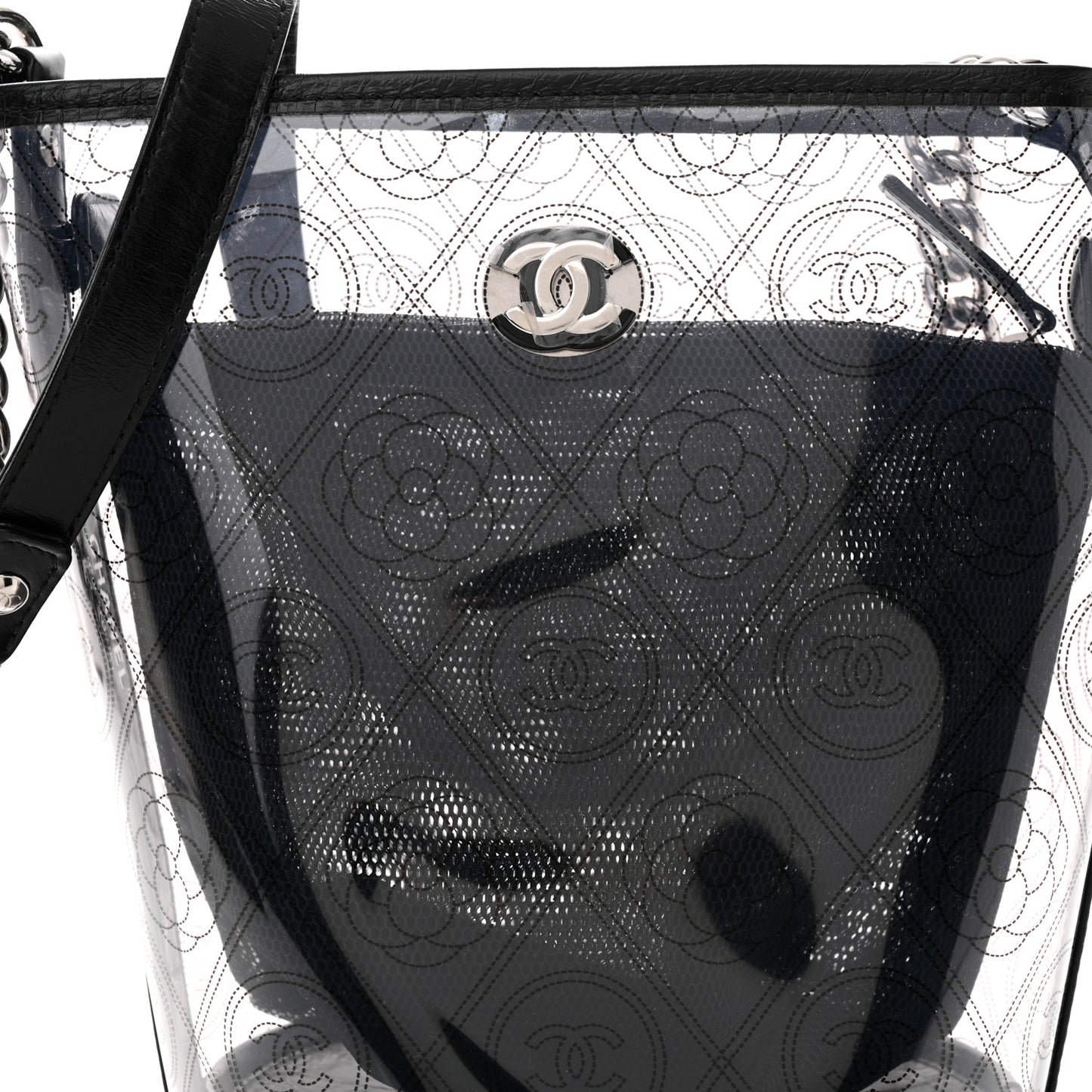 Crumpled Calfskin PVC Bucket Bag Black