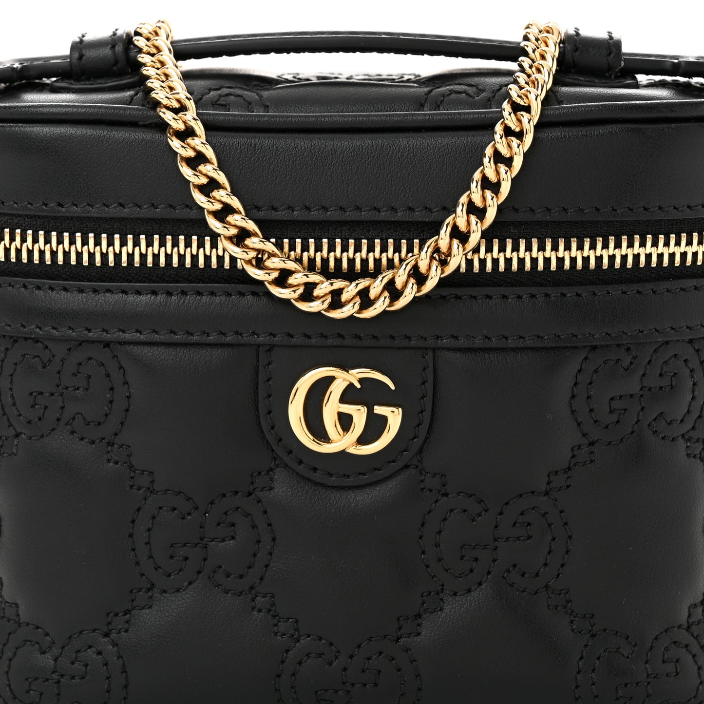 Calfskin GG Matelasse Mini Top Handle Bag Black