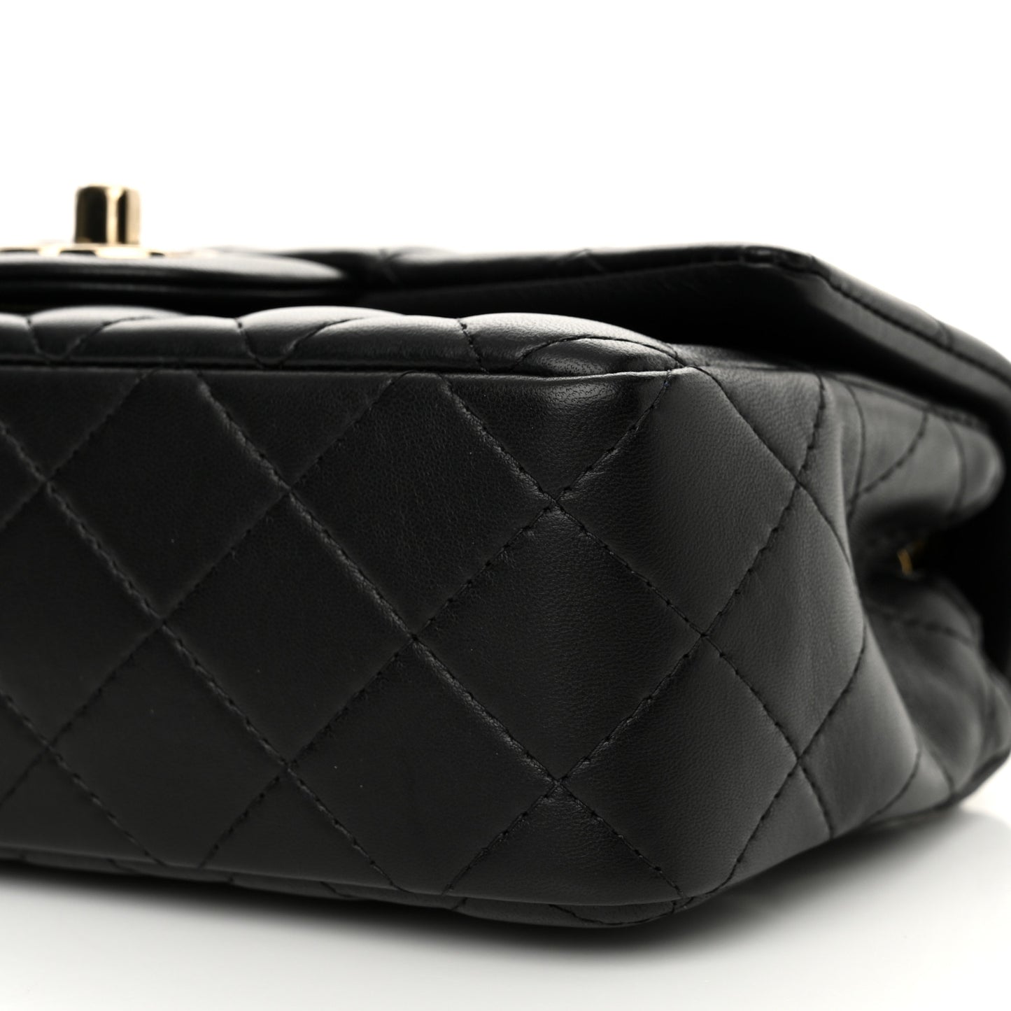 Lambskin Quilted Mini Rectangular Flap Black