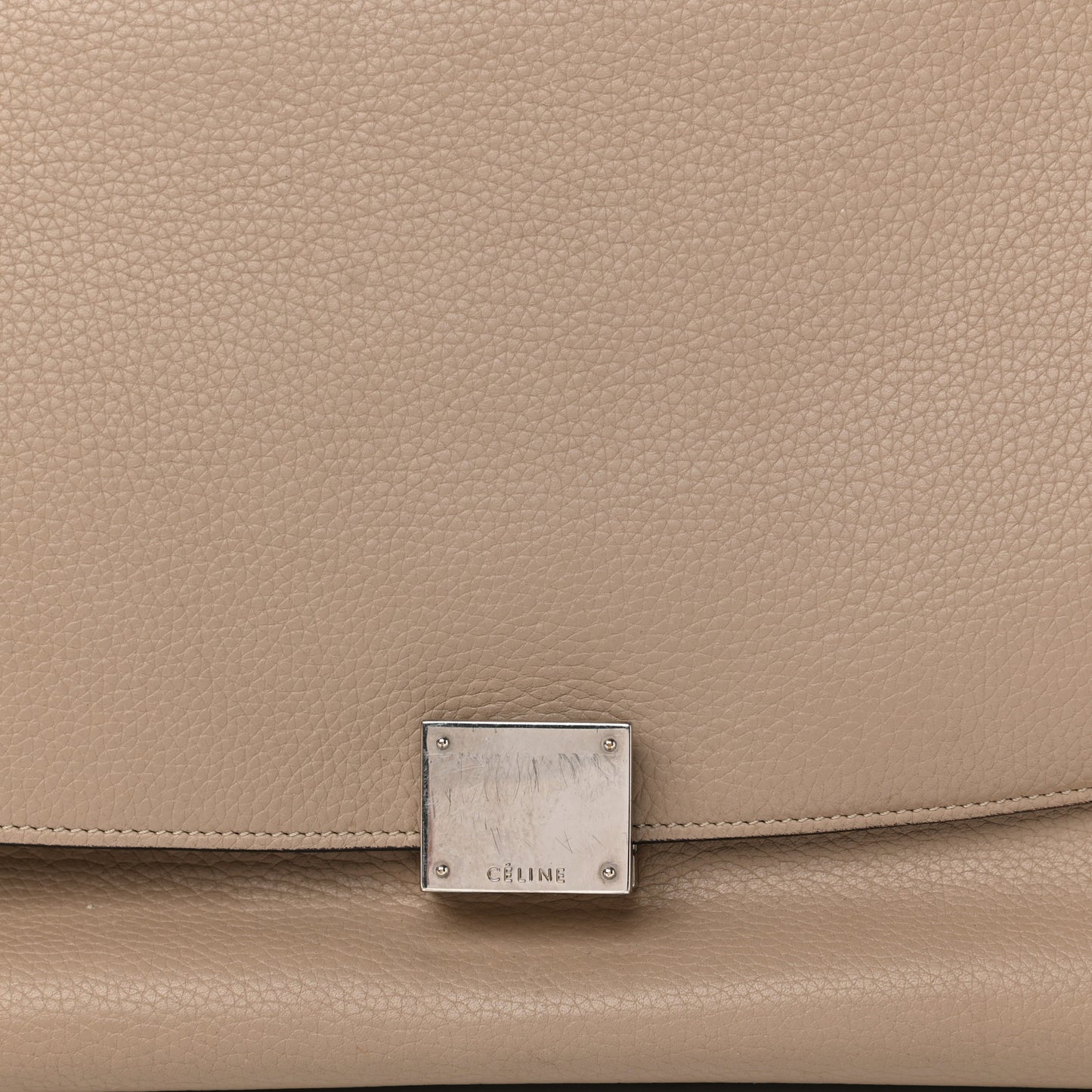 Drummed Calfskin Suede Small Trapeze Dune
