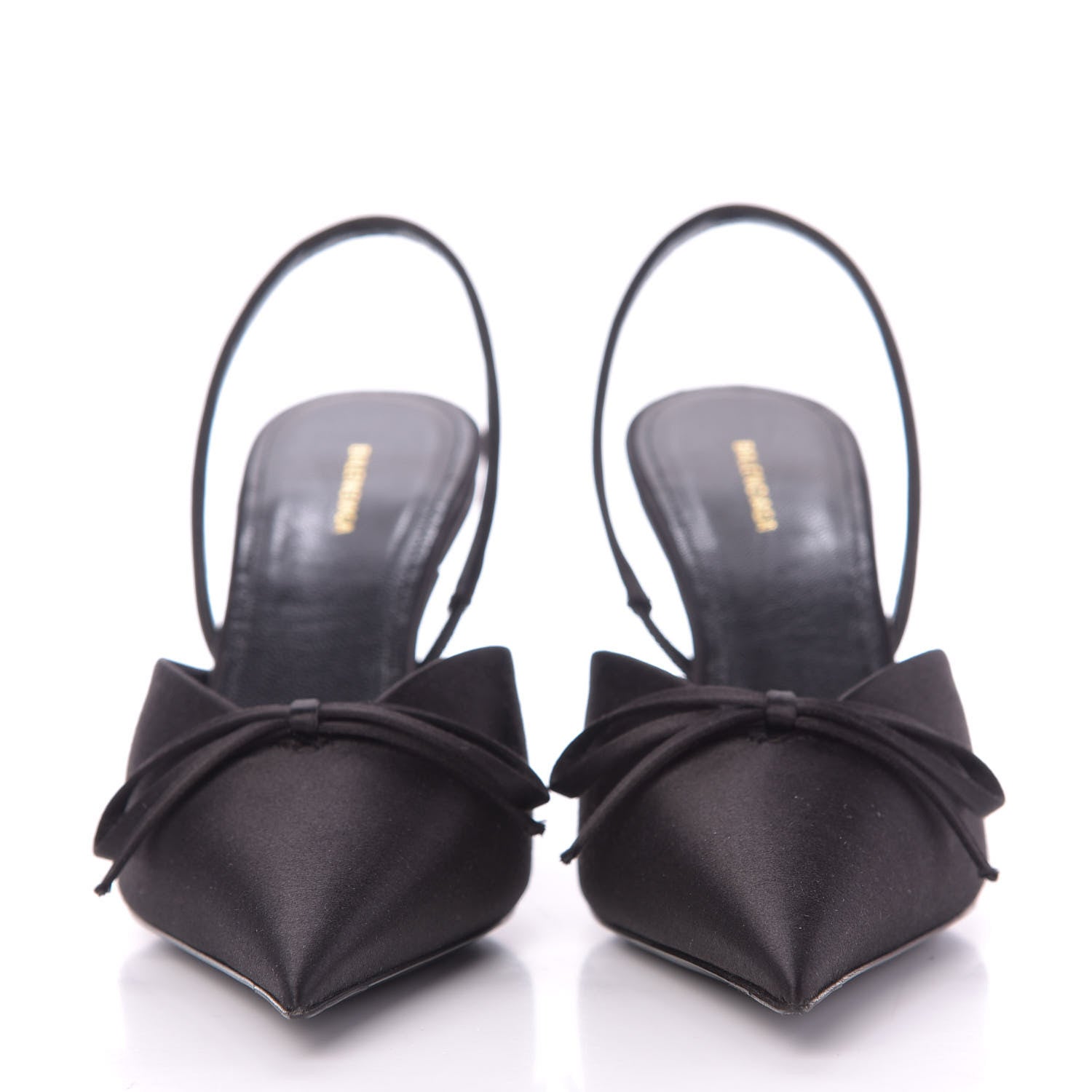Balenciaga Satin Pointed Toe Knife Slingback Mules 35 Black 3 of 9