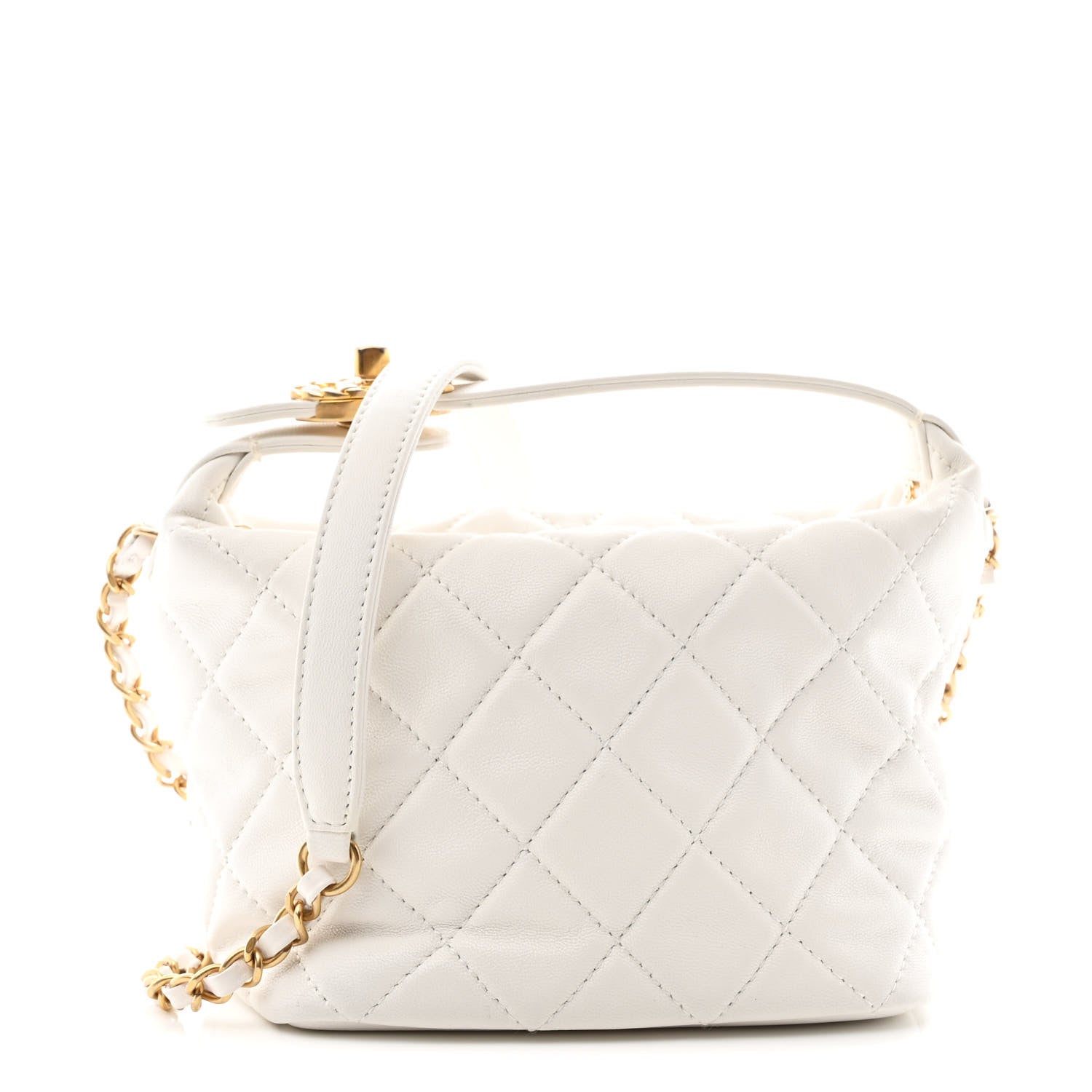 Chanel Lambskin Quilted Small Perfect Meeting Hobo White 1786635