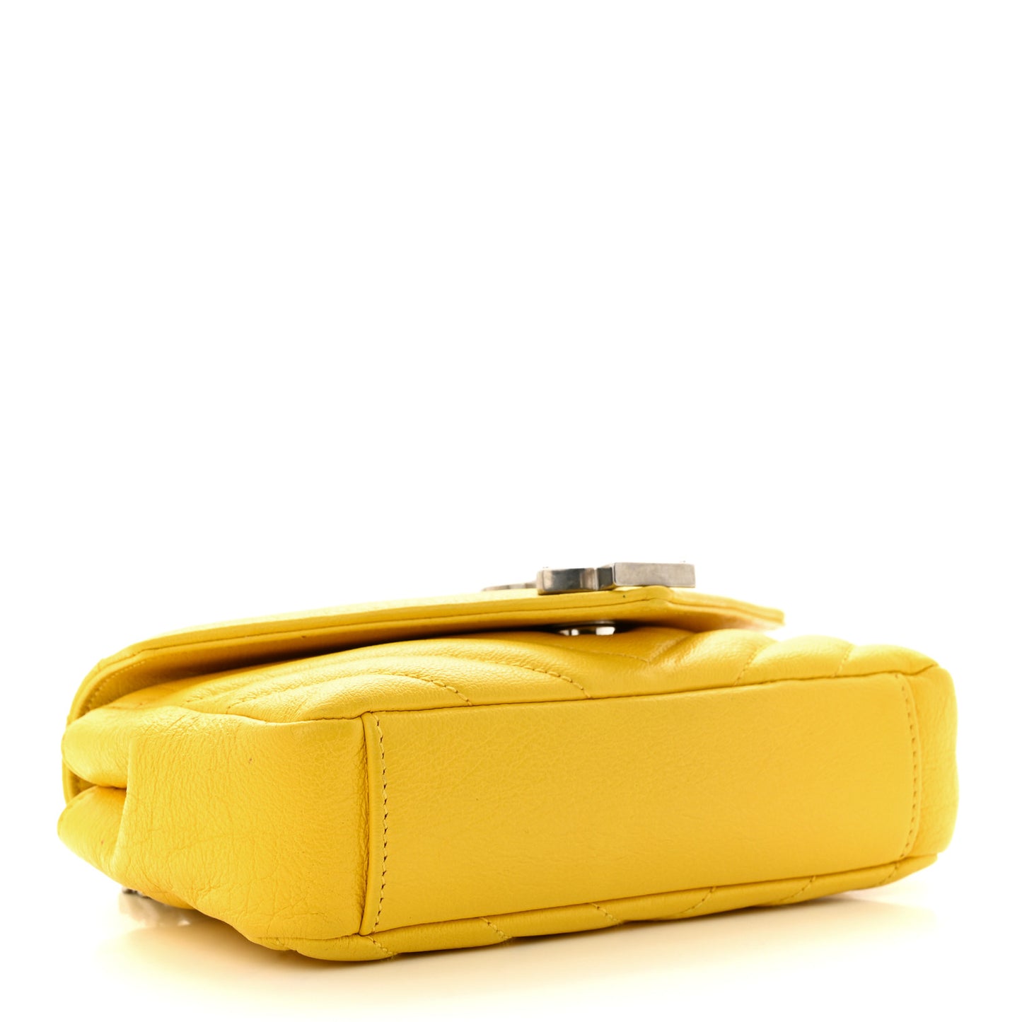 Calfskin Matelasse Chevron Monogram Classic Baby Chain Bag Jaune