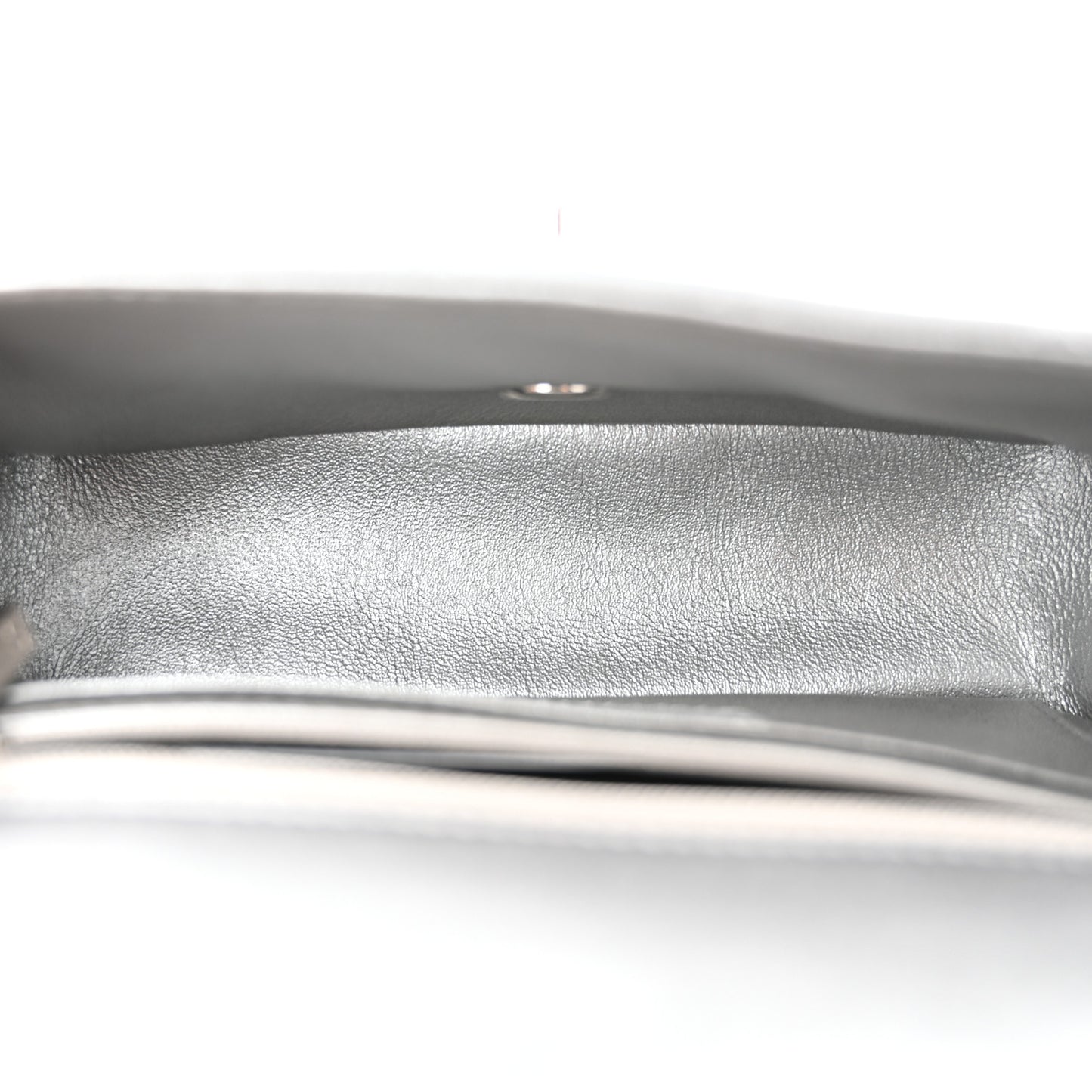 Metallic Lambskin Quilted Mini Rectangular Flap Silver