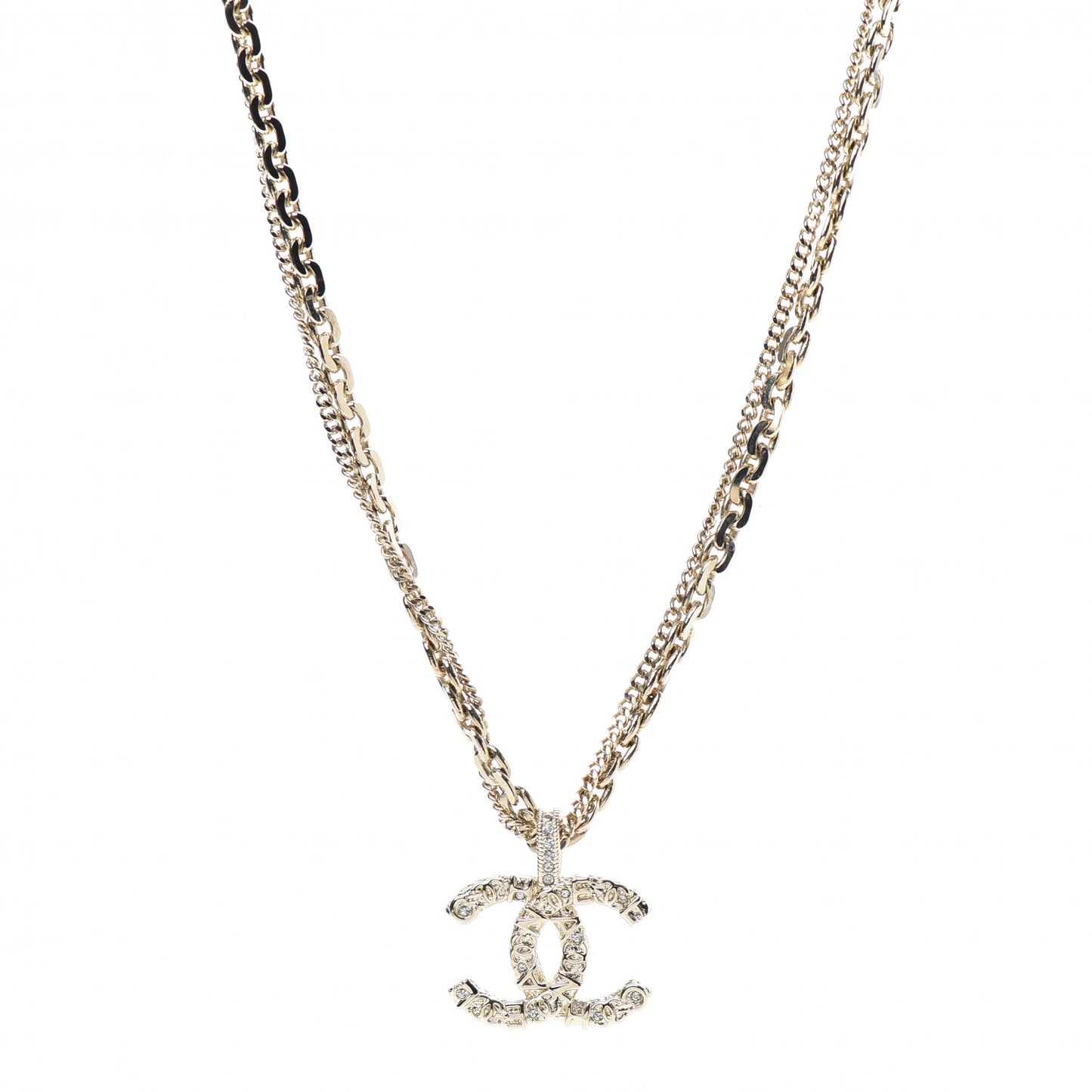 Crystal CC Multi Strand Chain Necklace Gold