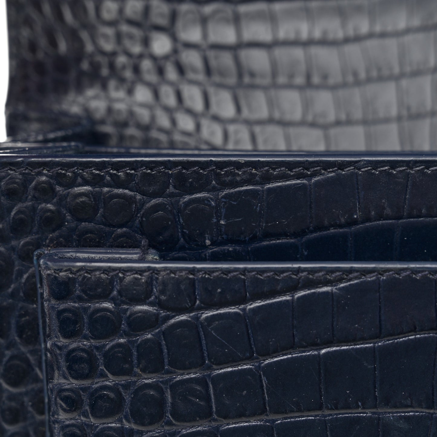 Calfskin Crocodile Embossed Medium Monogram Sunset Navy