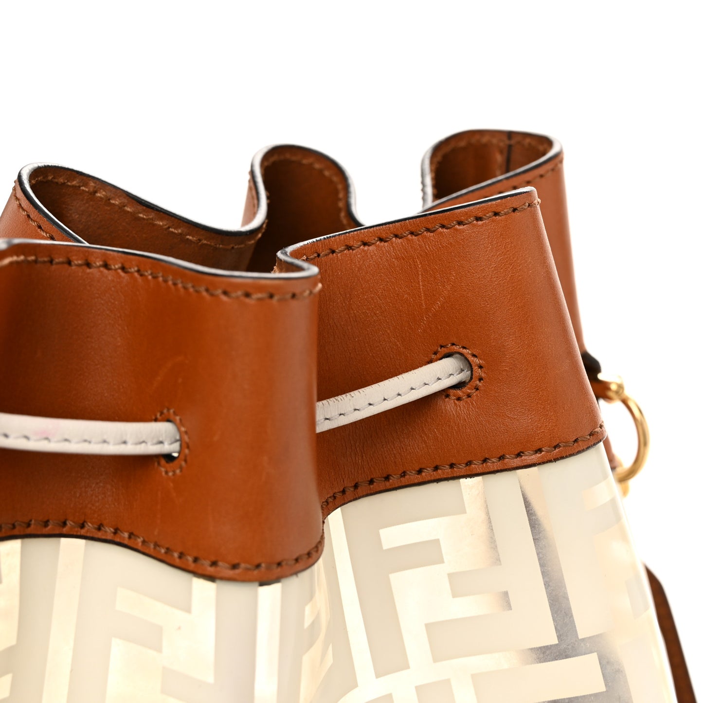 TPU FF Vitello Aura F is Fendi Grande Mon Tresor Bucket Bag White Cuoio