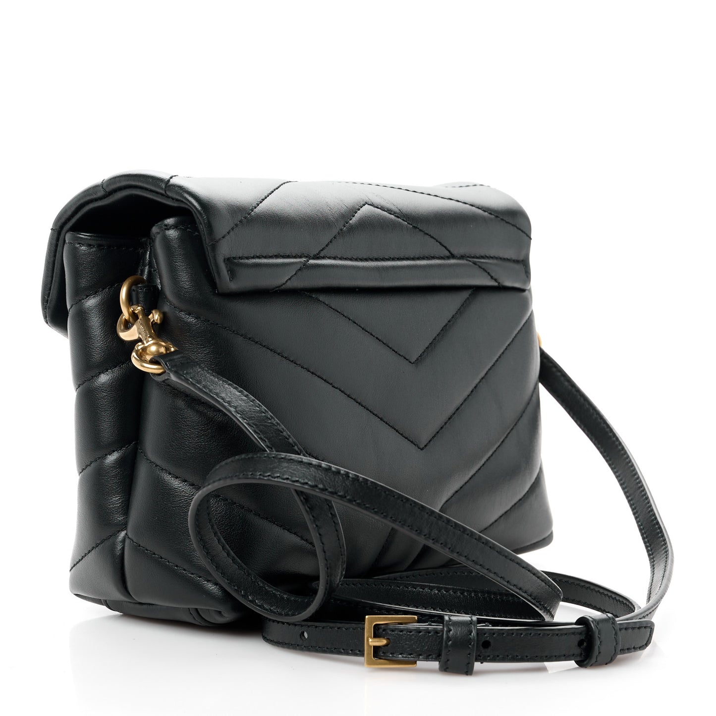 Calfskin Y Quilted Monogram Toy Loulou Crossbody Bag Black