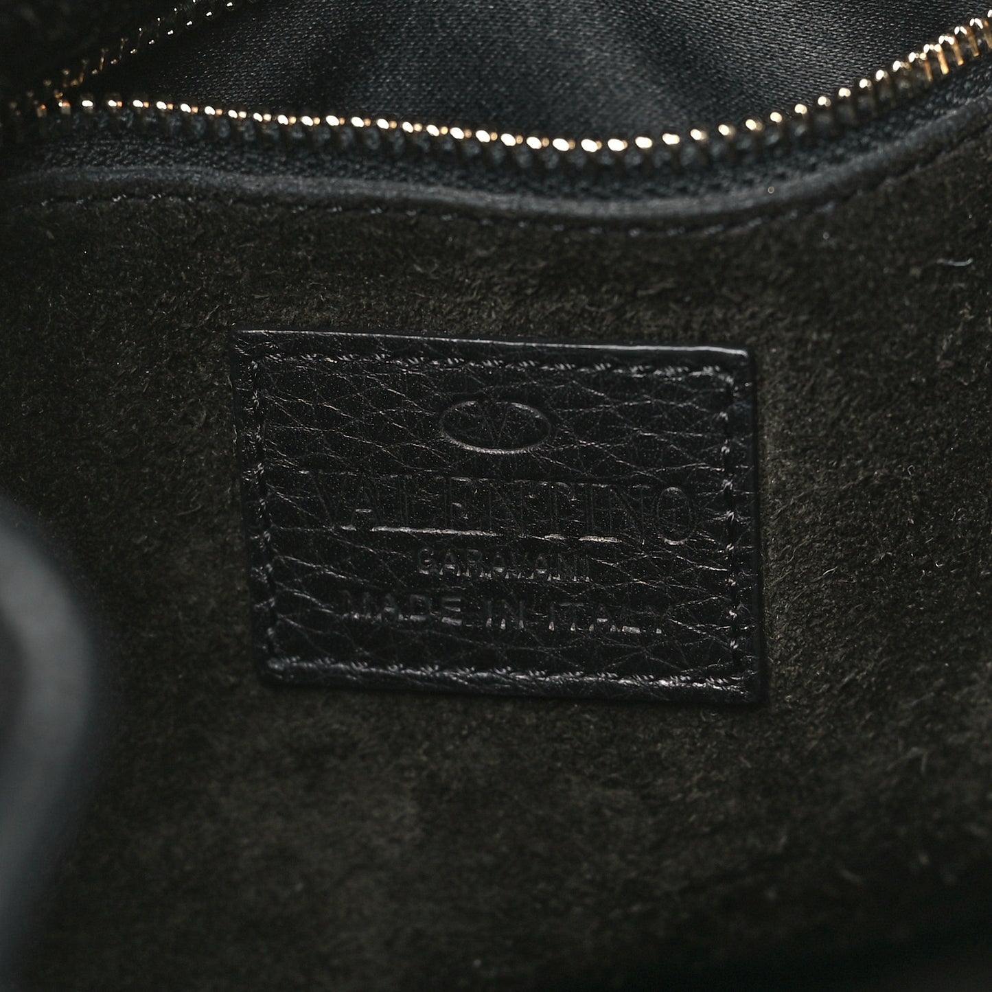 Grained Calfskin Rockstud Bucket Bag Black