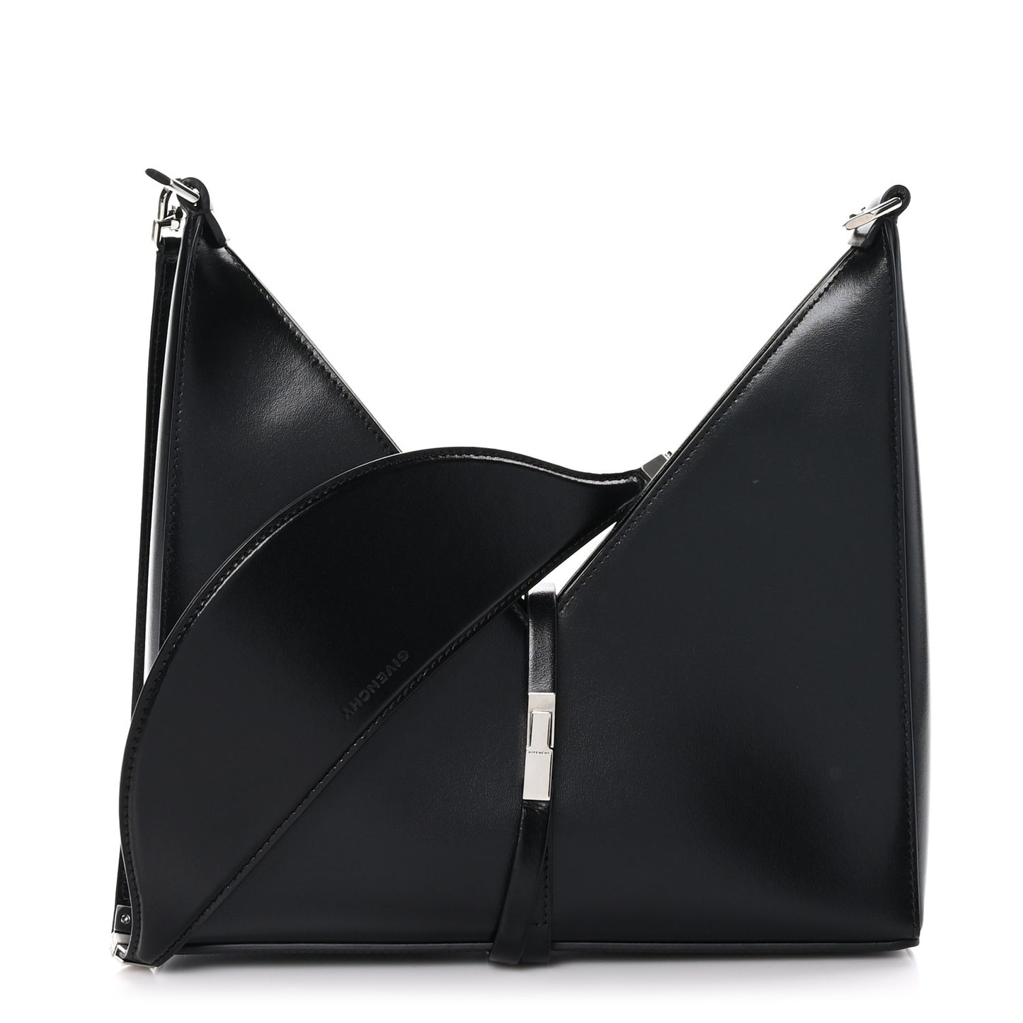Box Calfskin Small Cut Out Shoulder Bag Black
