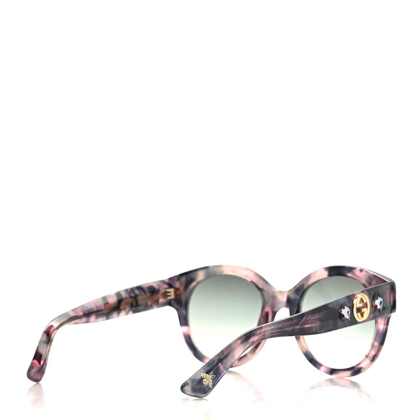 Round Frame GG Star Sunglasses GG0207S Grey Pink