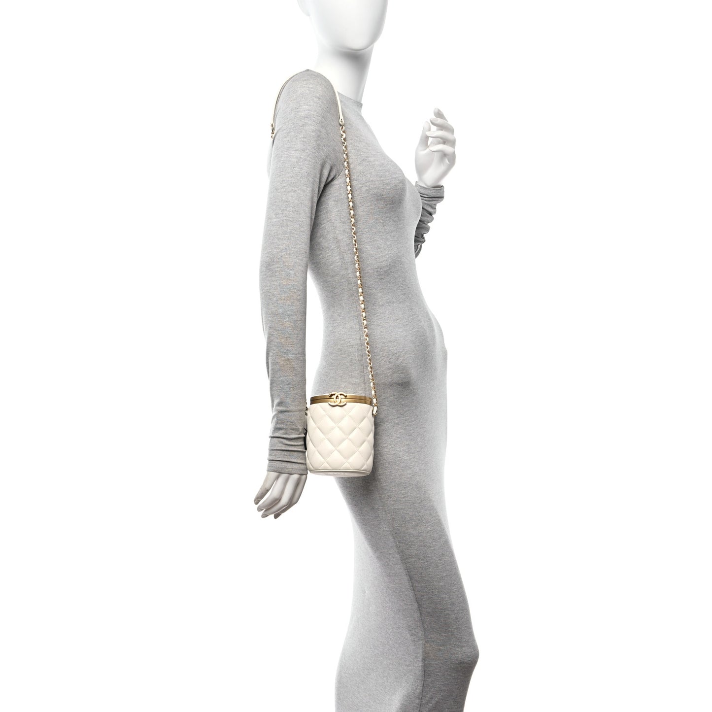 Lambskin Quilted Mini Crown Box Bag White