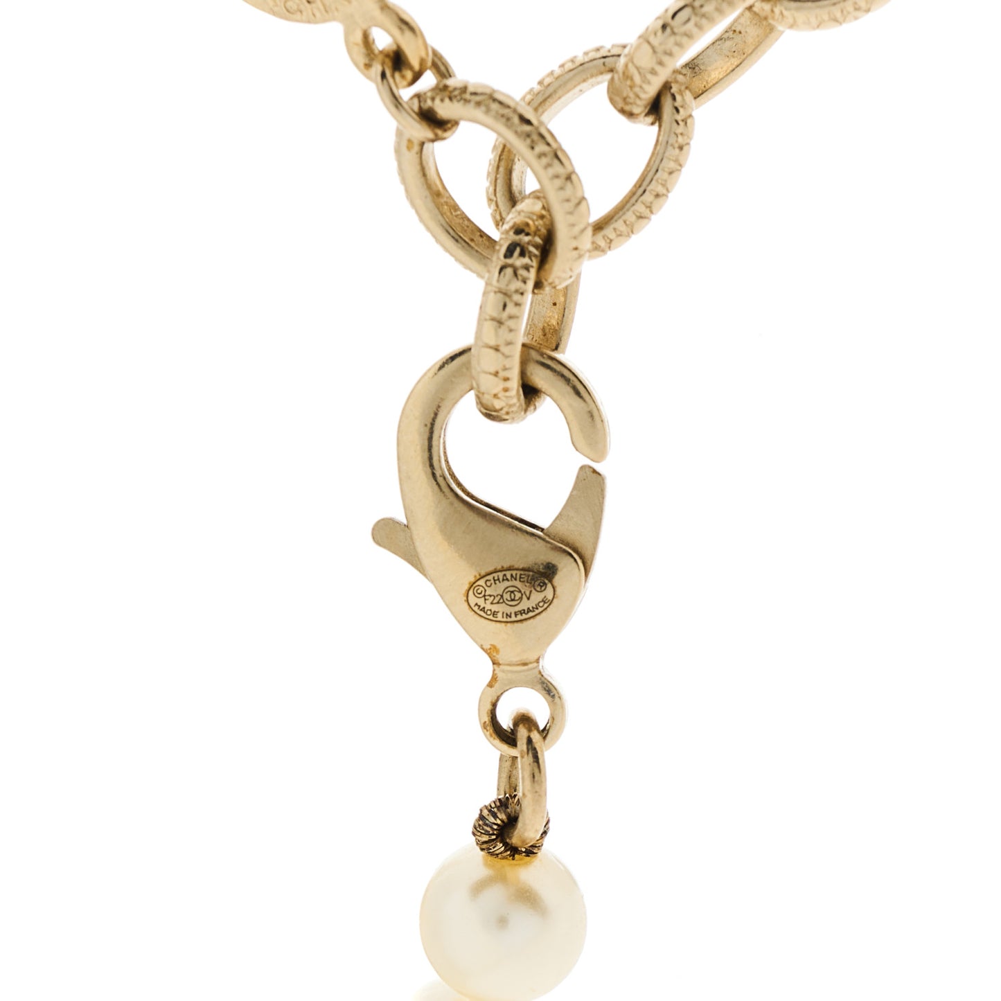 Graduated Pearl CC Short Necklace Gold
