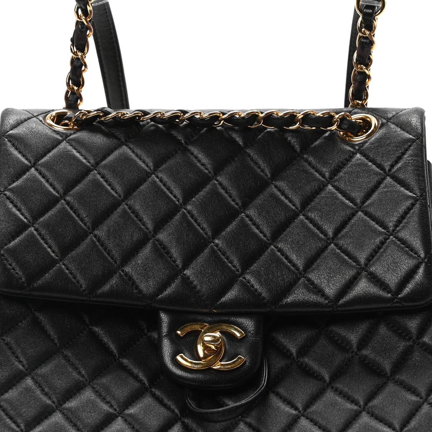 Lambskin Quilted Large Urban Spirit Backpack Black
