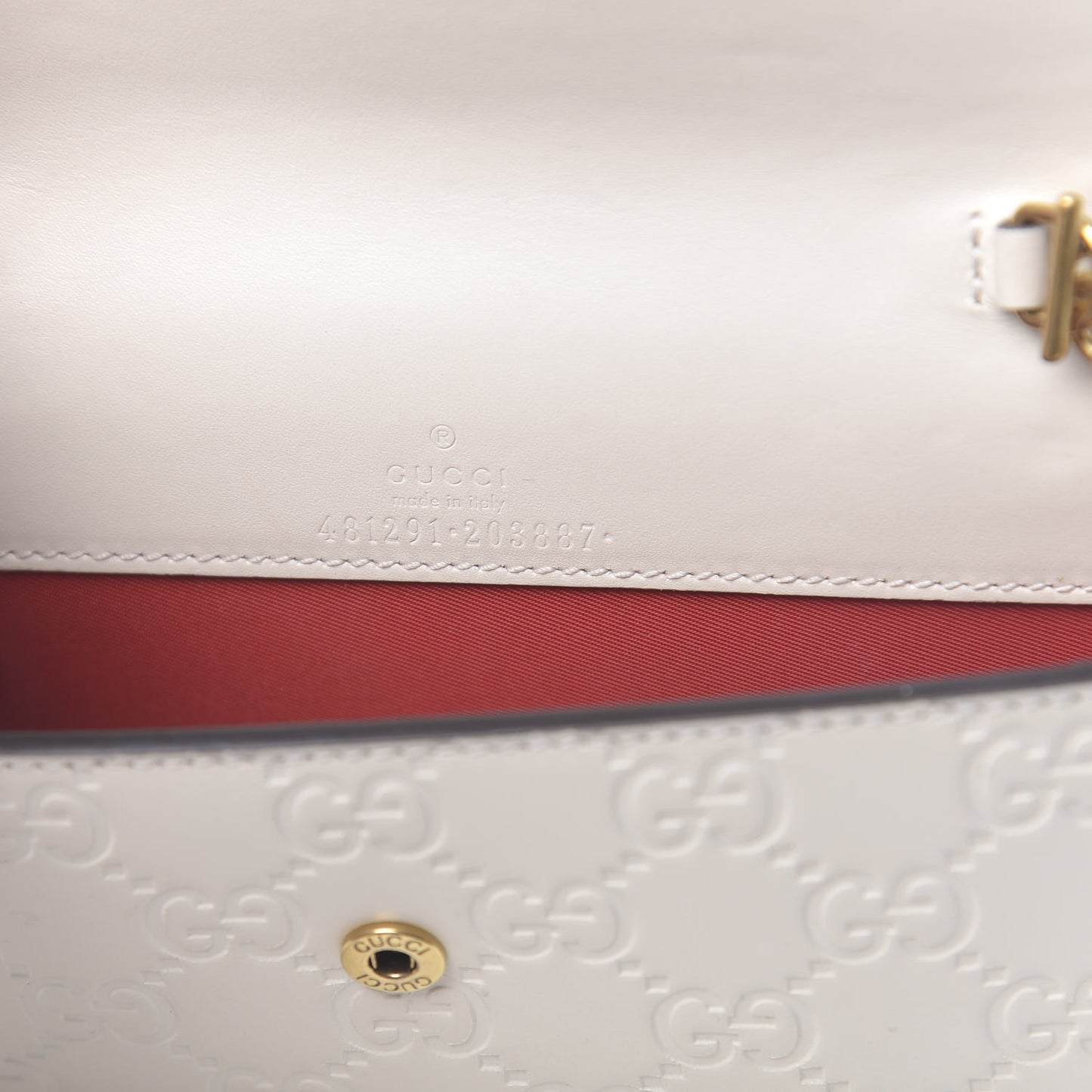 Guccissima Mini Cherry Chain Bag White