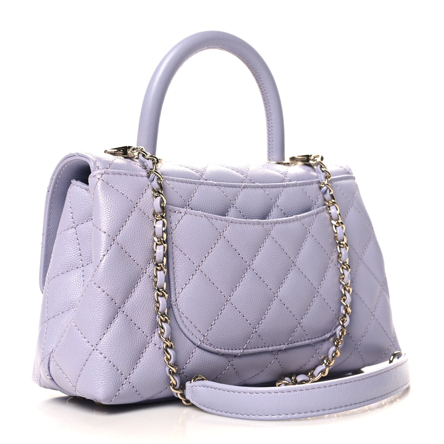 Caviar Quilted Mini Coco Handle Flap Light Purple