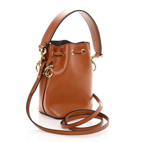 Vitello King F is Fendi Logo Embossed Mini Mon Tresor Bucket Bag Cuoio