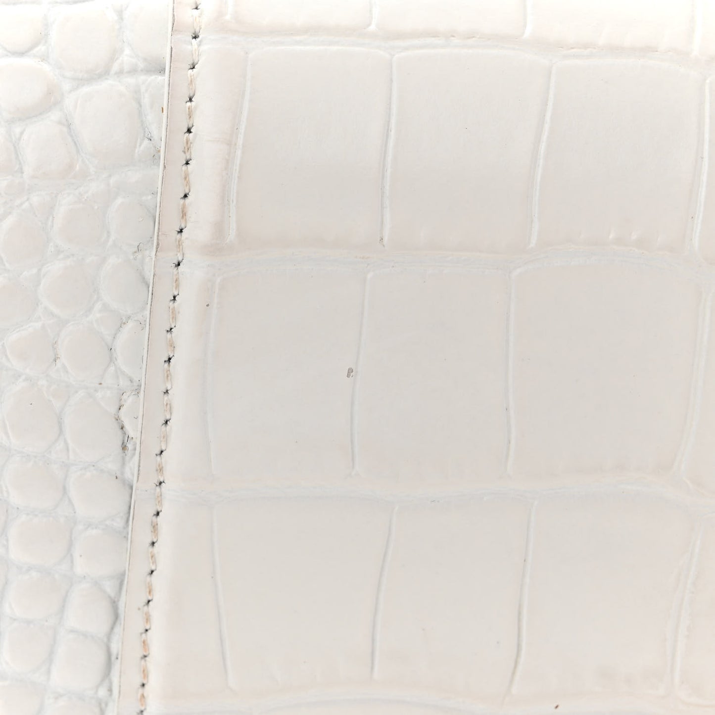 Shiny Calfskin Crocodile Embossed Small Hourglass Evening Chain Bag White