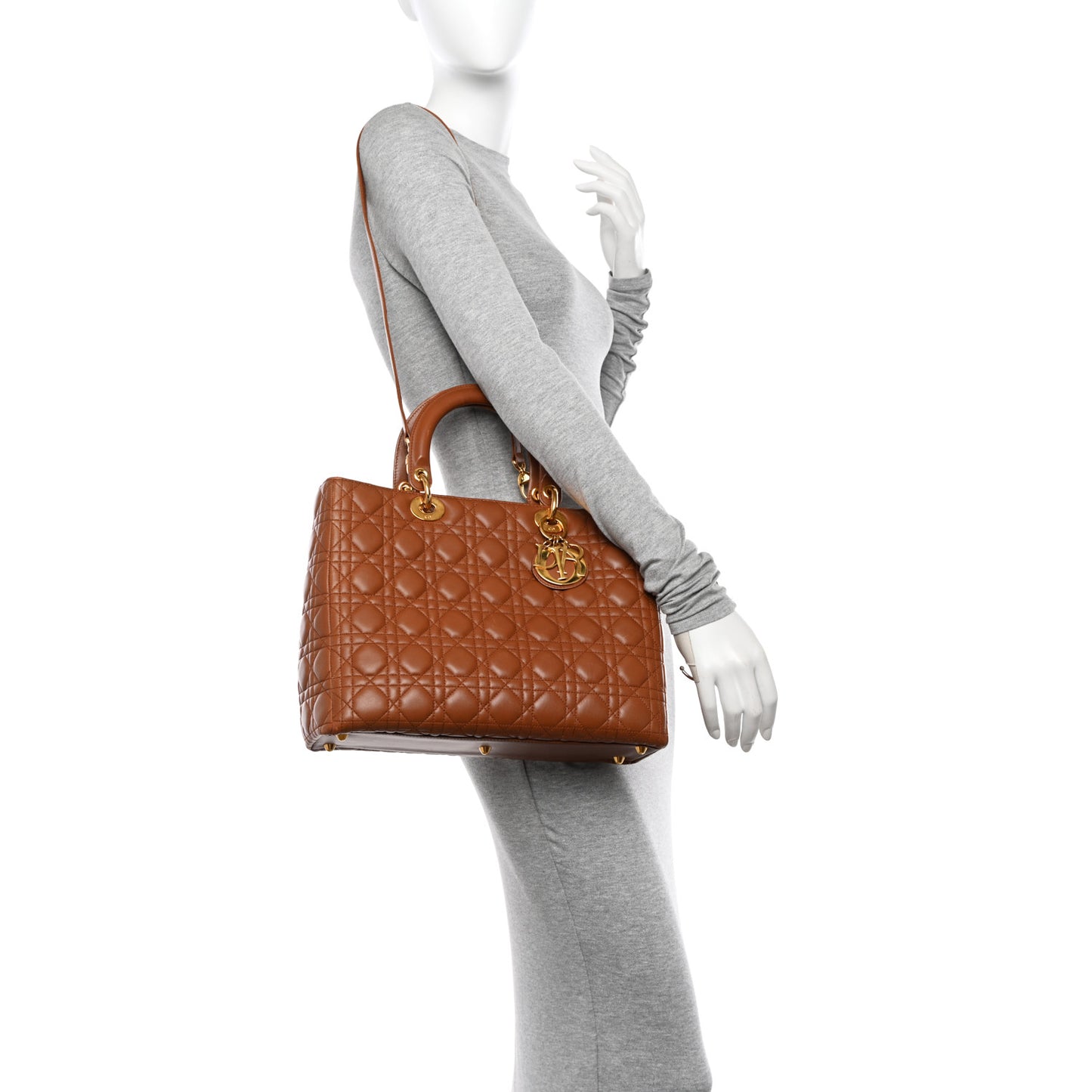 Lambskin Cannage Large Lady Dior Tan