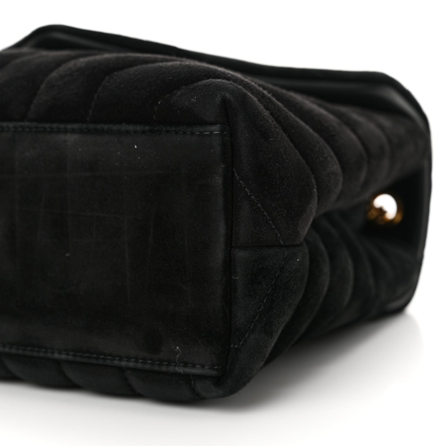 Suede Calfskin Y Quilted Monogram Small Loulou Chain Satchel Black