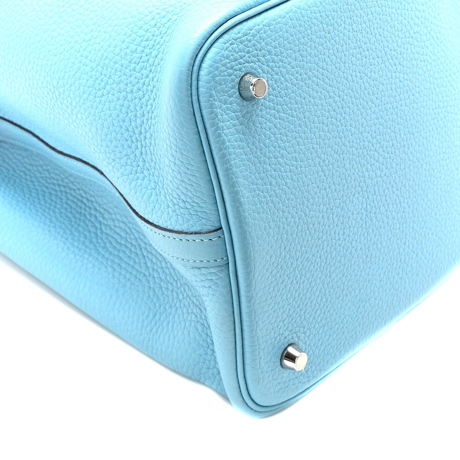 Hermes Taurillon Clemence Swift Eclat Picotin Lock 22 MM  Bleu Du Nord Rouge De Coeur 9 of 10