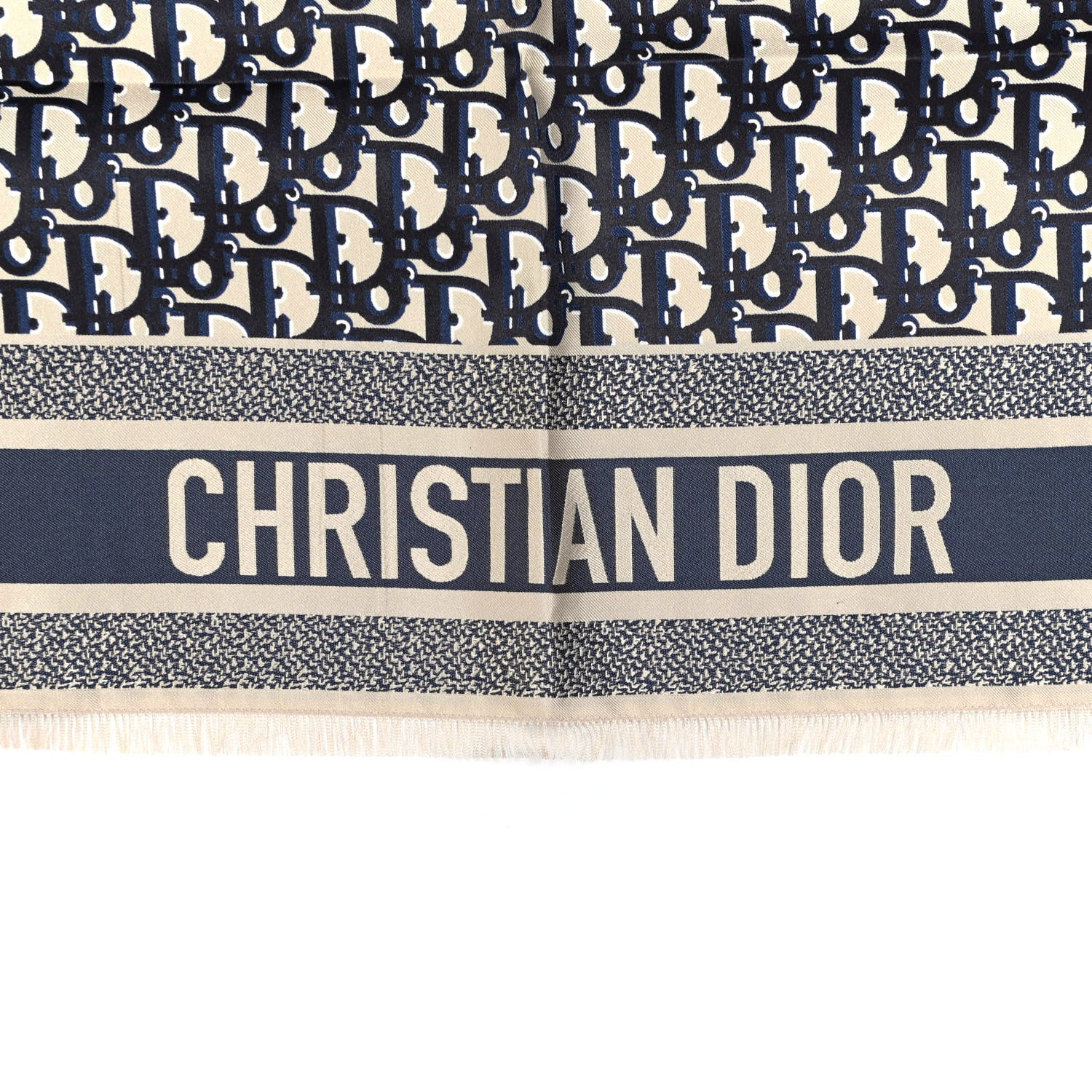 Christian Dior Silk Oblique Scarf Blue 3 of 4