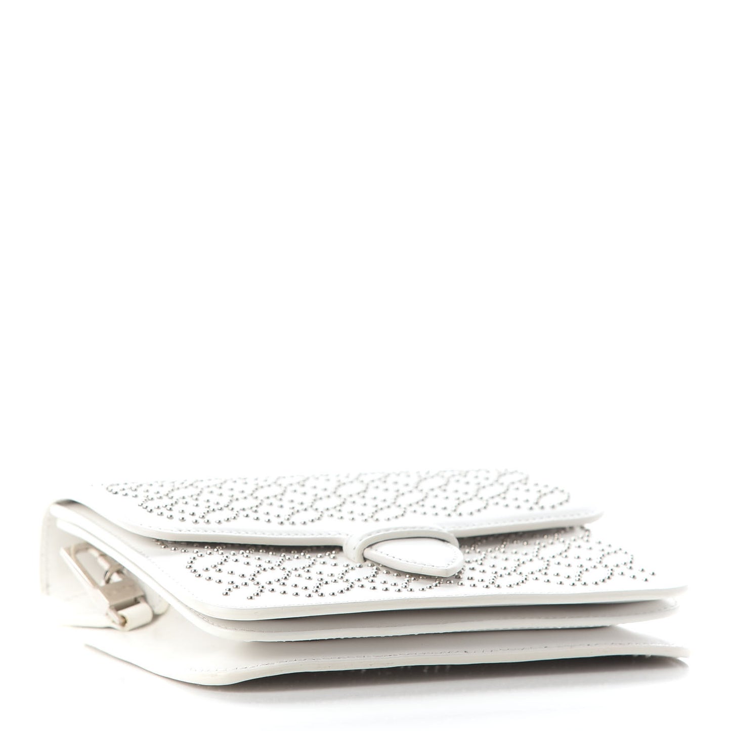 Calfskin Studded Arabesque Azzedine Messenger Flap White