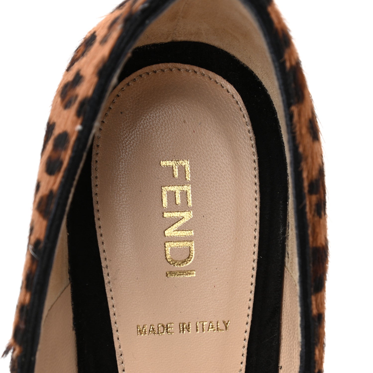 Fendi Calf Hair Cavallino Leopard Print Decollete Pumps 37 Naturale 5 of 9