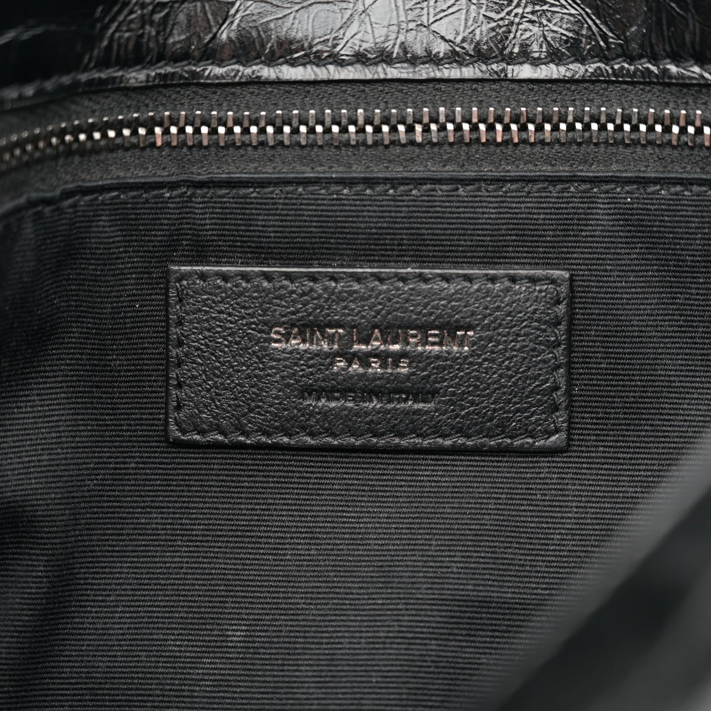 Crinkled Calfskin Matelasse Monogram Medium Niki Chain Satchel Black