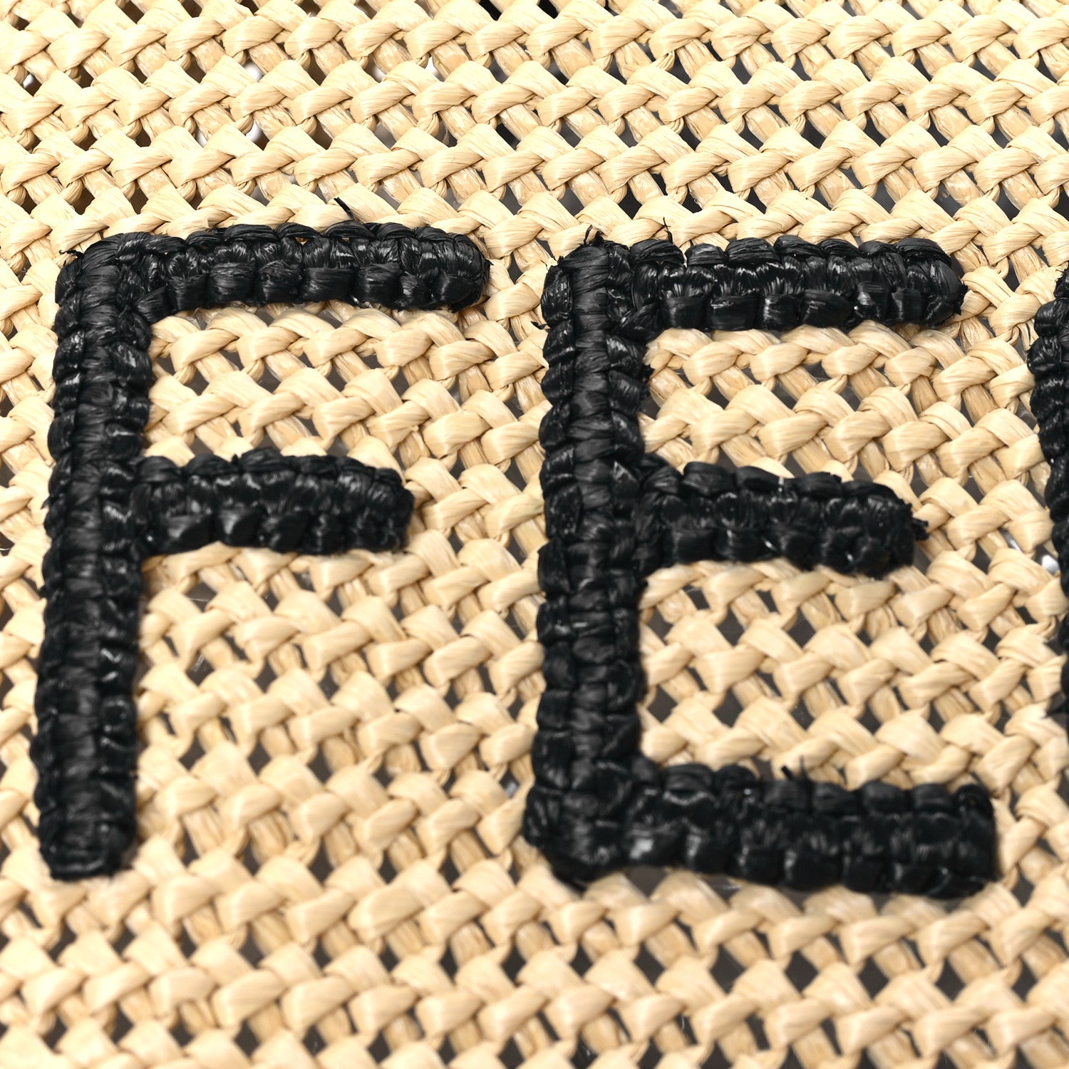 Fendi Raffia Vitello King Macrame Mesh Medium Peekaboo X-Tote Natural Black Cuoio 10 of 13