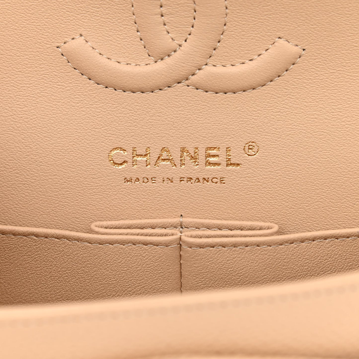 Caviar Quilted Small Double Flap Beige