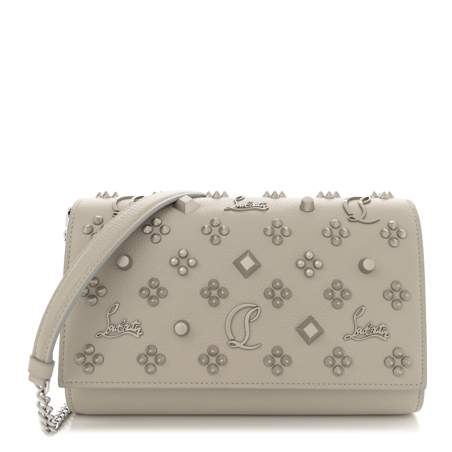 Calfskin Spikes Loubinthesky Paloma Clutch Goose