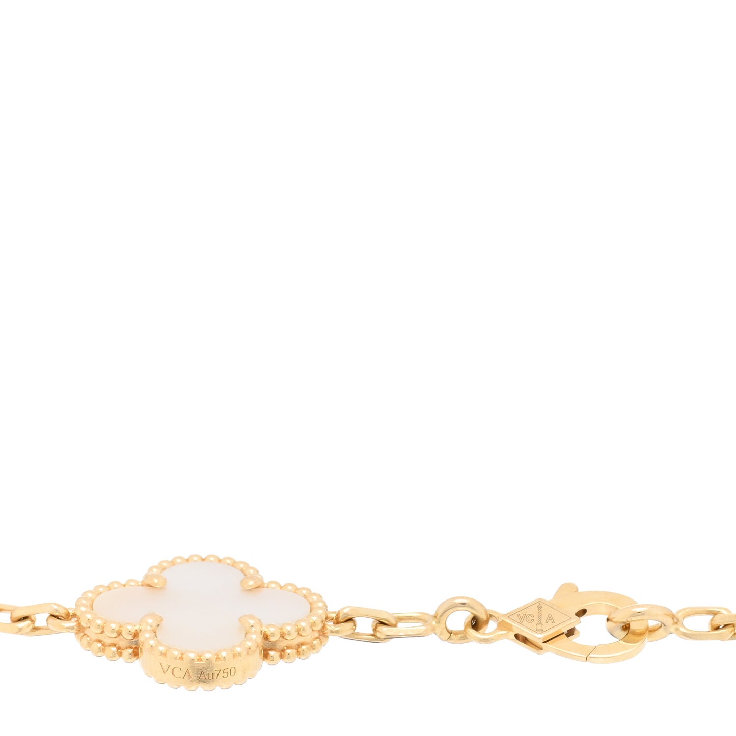 18K Yellow Gold Mother of Pearl 5 Motifs Vintage Alhambra Bracelet