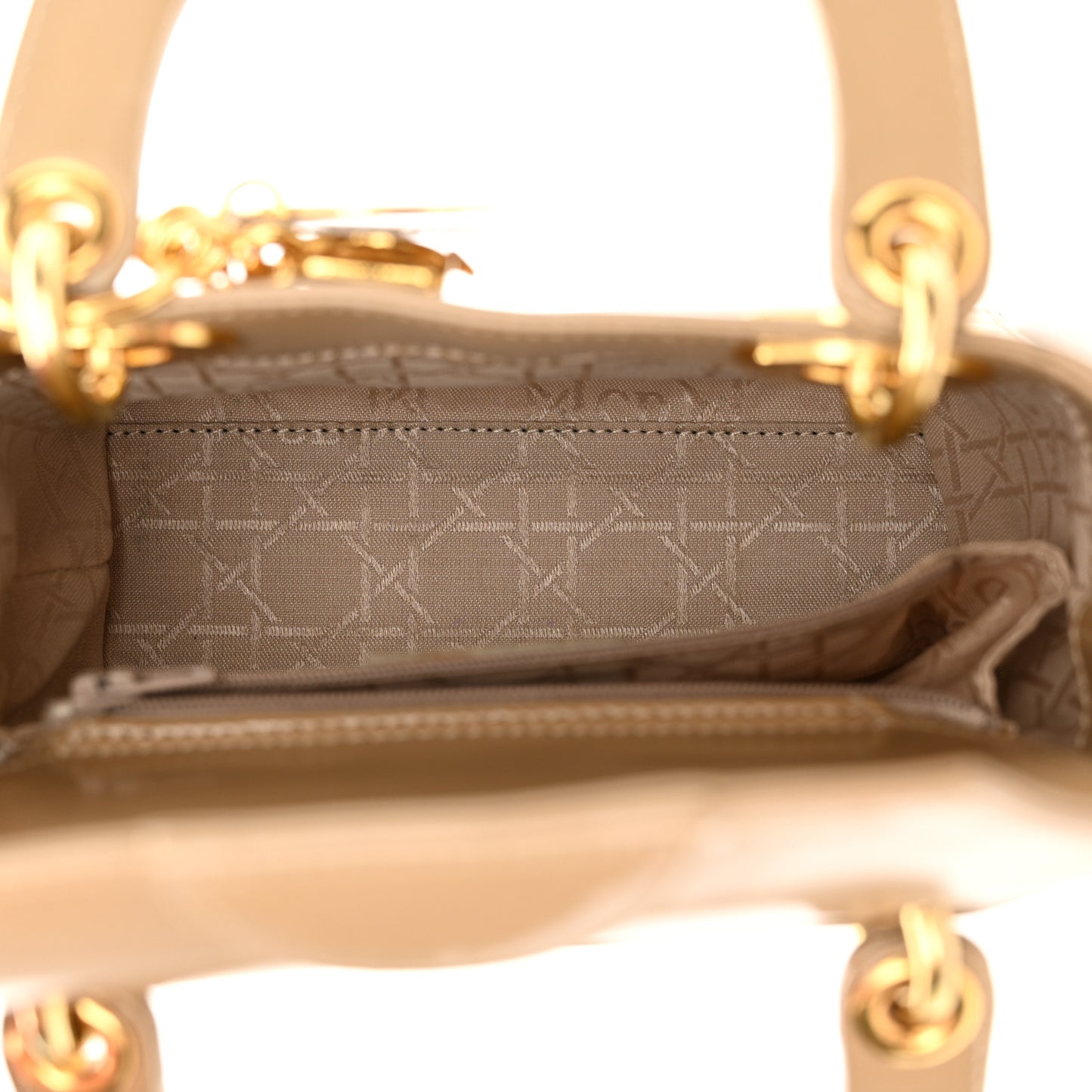Patent Mini Lady Dior Beige
