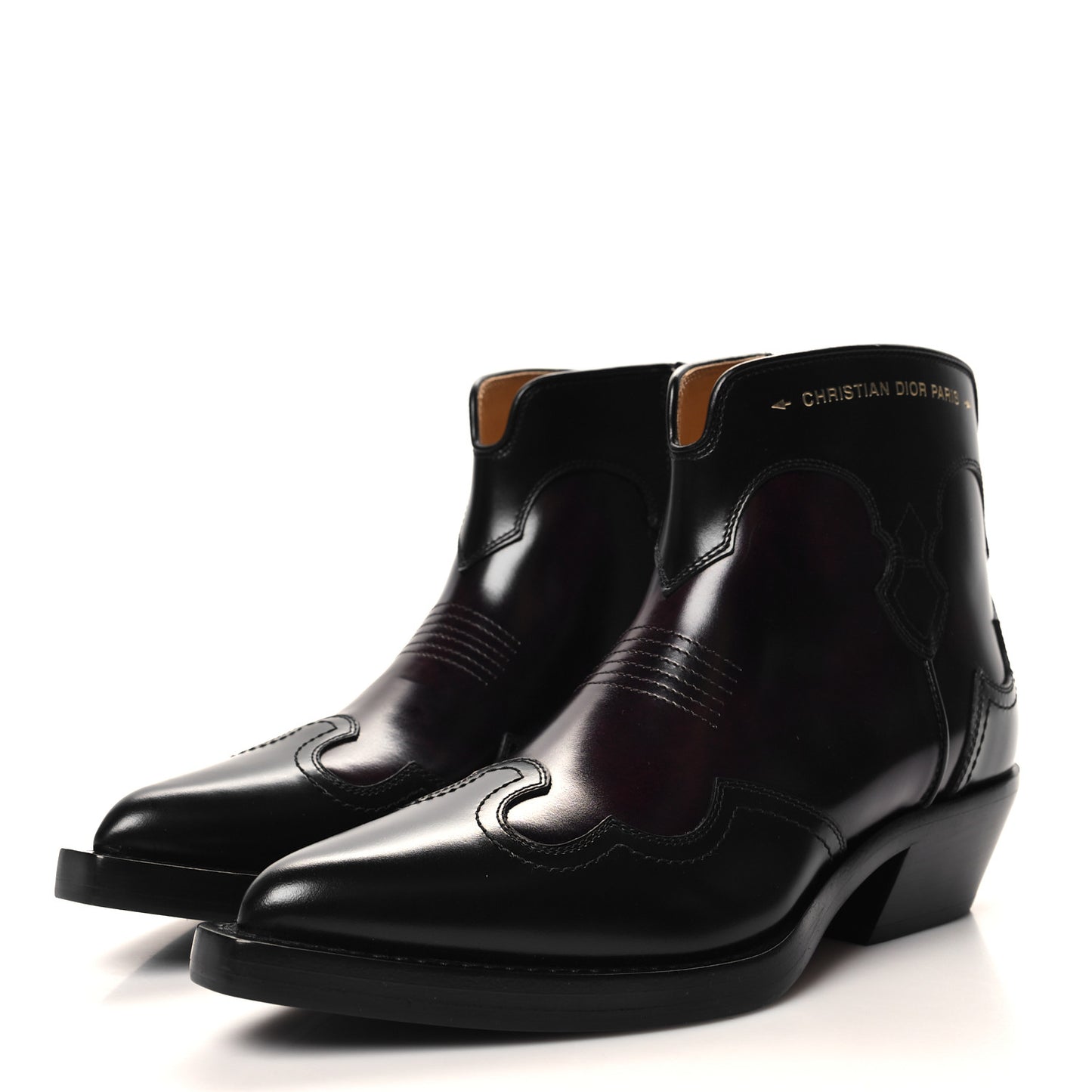 Calfskin Shaded Calfskin Dior West Ankle Boots 39 Black Deep Amaranth