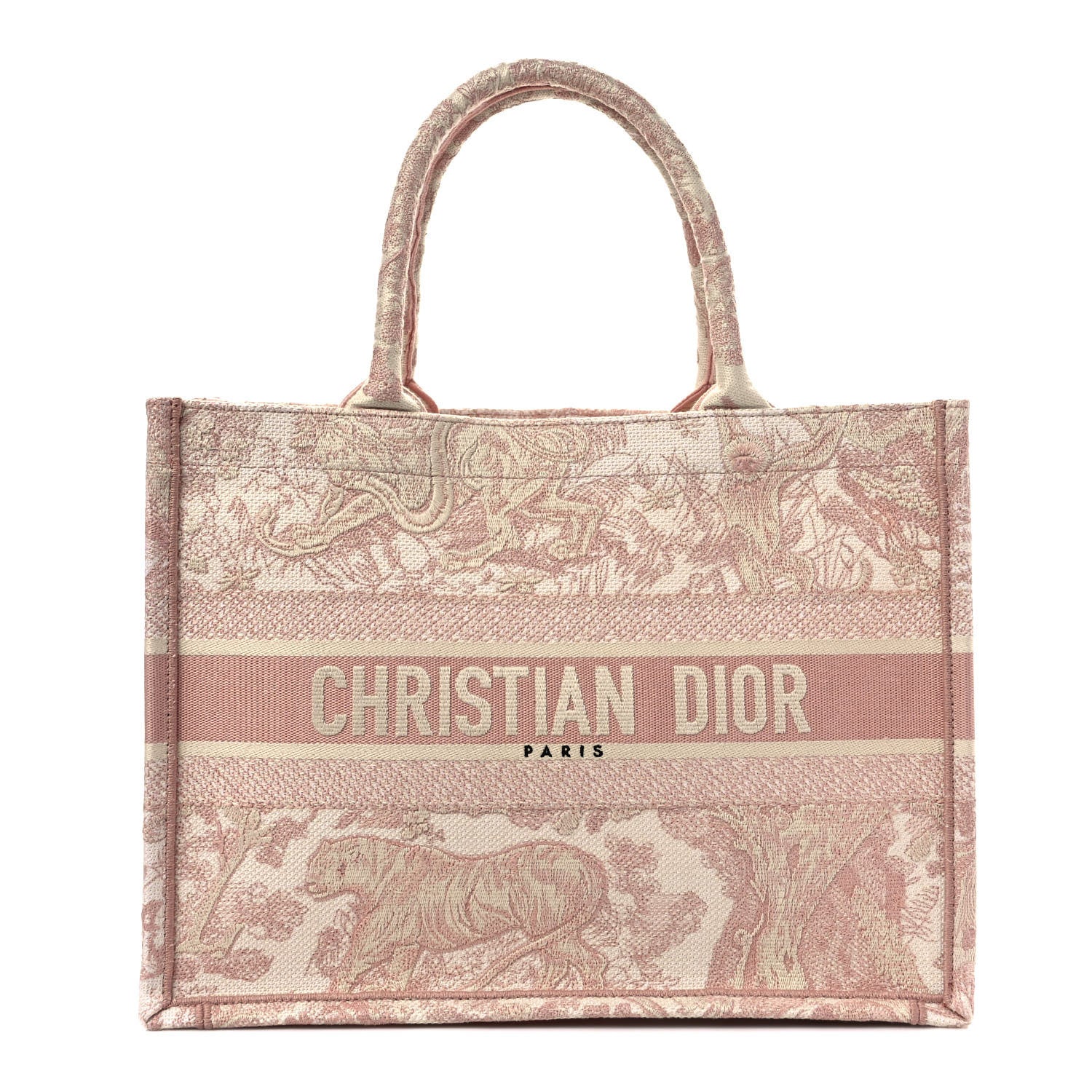 Christian Dior Canvas Embroidered Medium Dioriviera Toile De Jouy Book Tote Rose 1 of 7