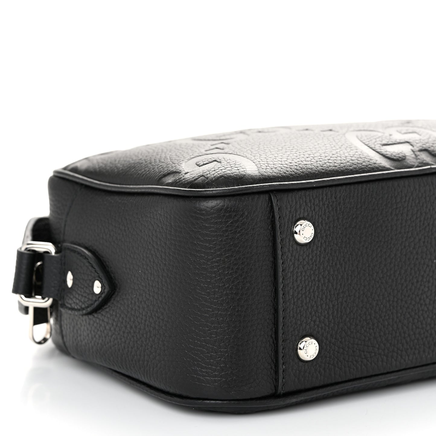 Piuma Calfskin Jumbo GG Embossed Medium Messenger Bag Black