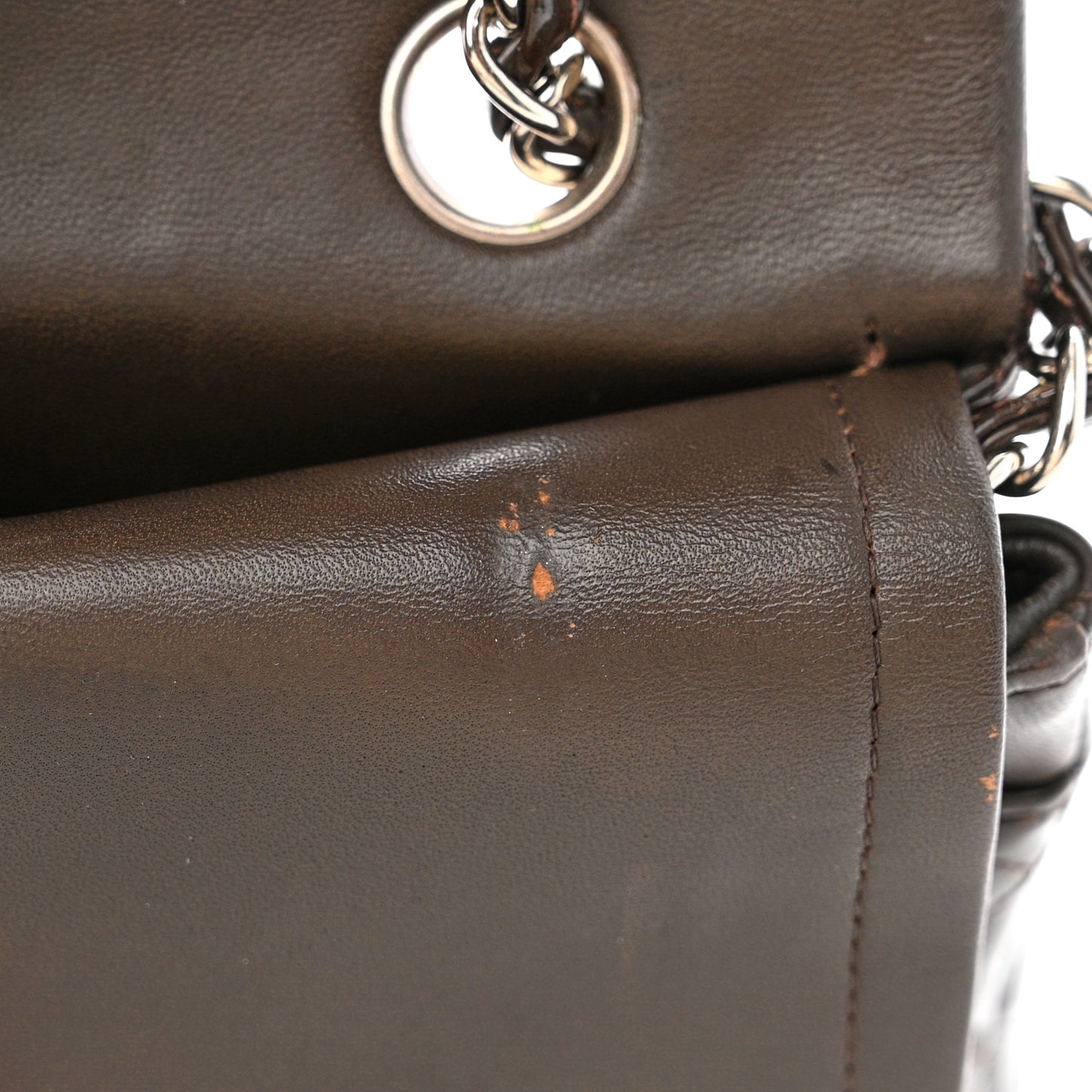 Patent Quilted Medium Double Flap Brown