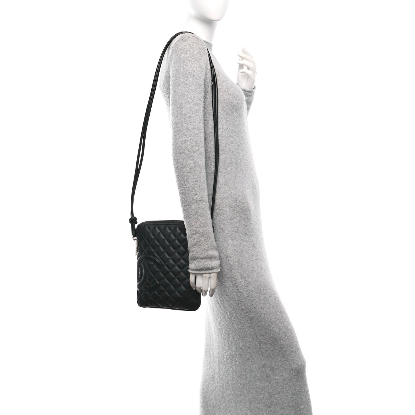 Calfskin Quilted Medium Cambon Messenger Black
