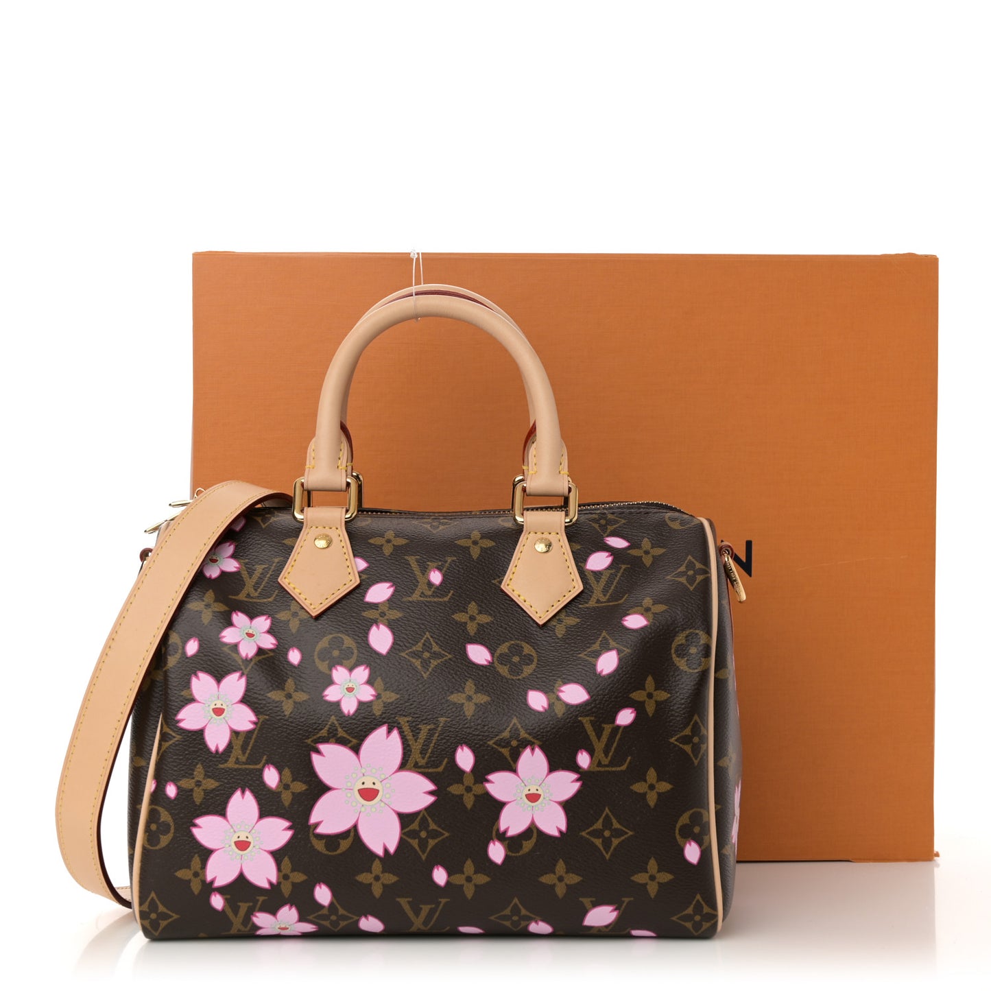LV X TM Monogram Cherry Blossom Speedy Bandouliere 25 Sakura Brown