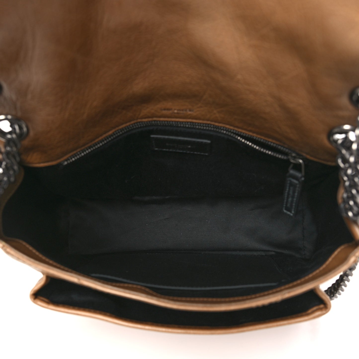 Crinkled Calfskin Matelasse Monogram Medium Niki Chain Satchel Natural Tan