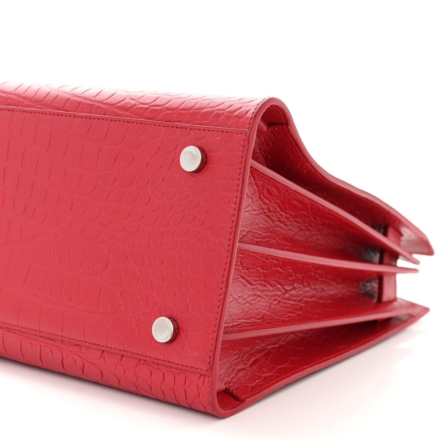 Calfskin Crocodile Embossed Small Sac de Jour Eros Red