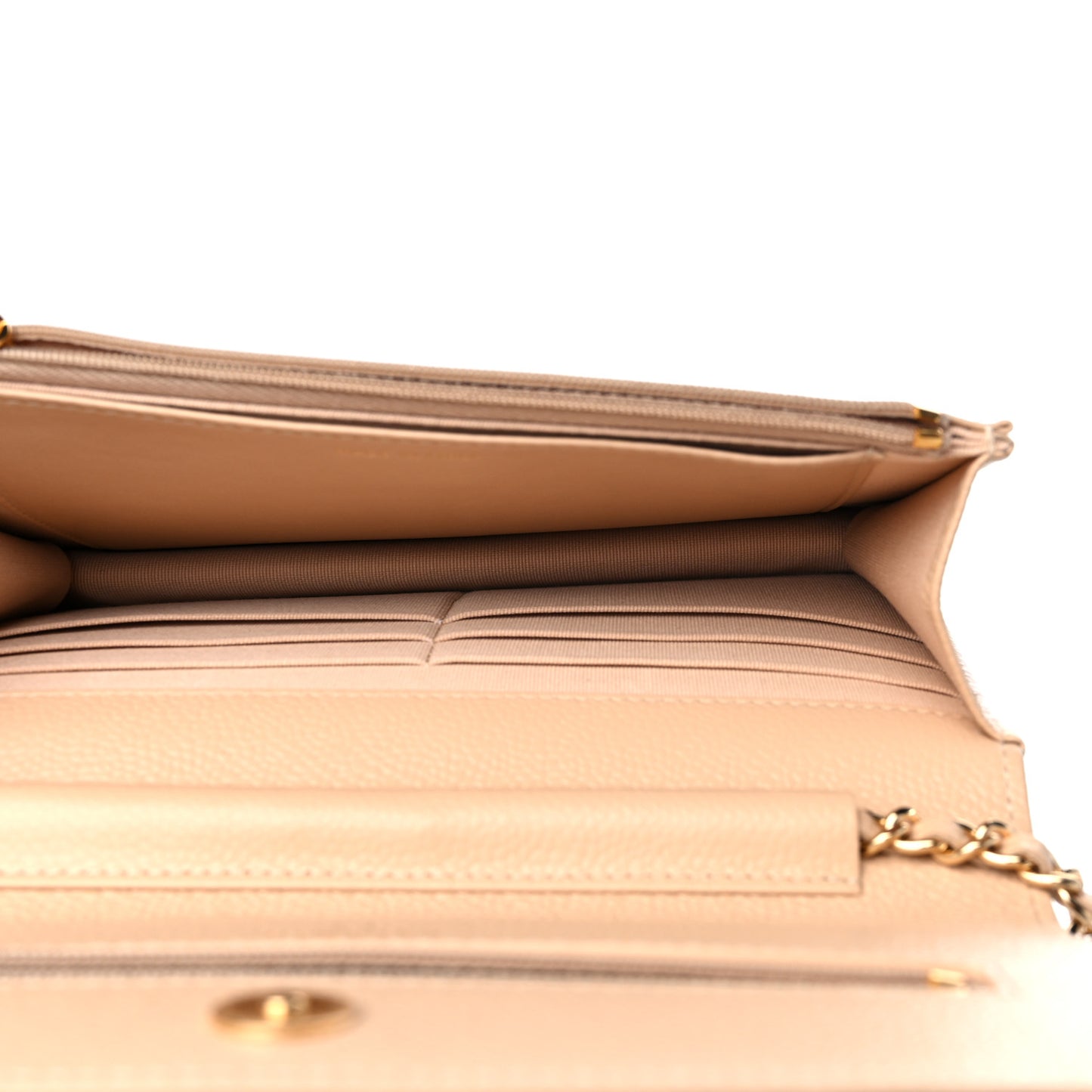 Caviar Quilted Wallet On Chain WOC Beige