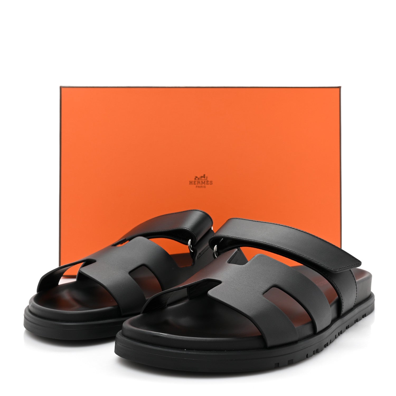 Hermes Calfskin Womens Chypre Sandals 39 Black 9 of 9