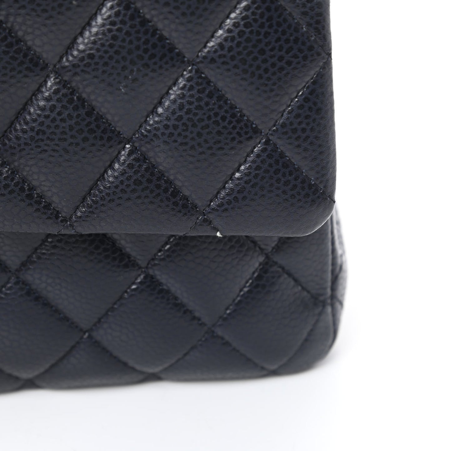 Caviar Quilted Medium Double Flap Navy