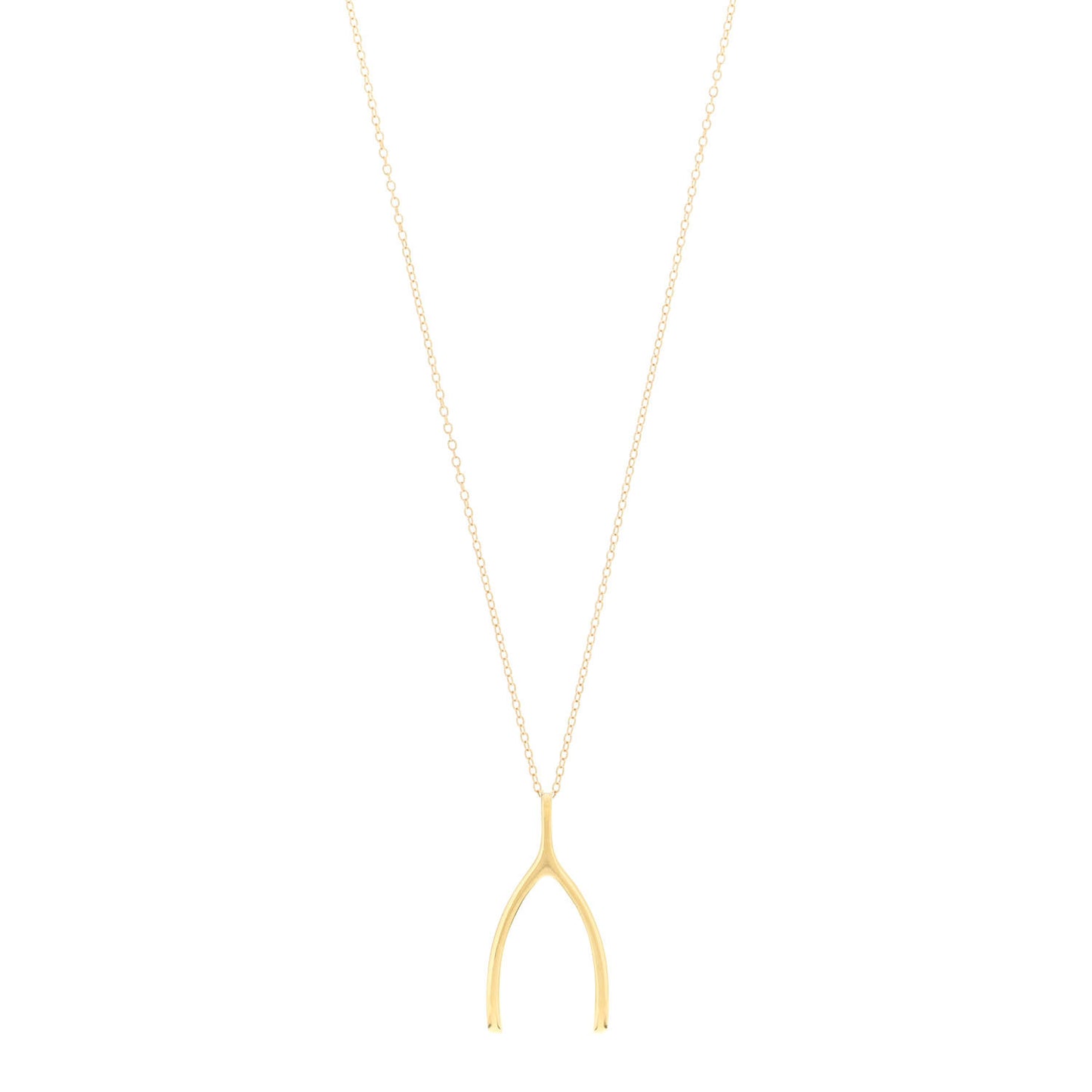 18K Yellow Gold Wishbone Pendant Necklace