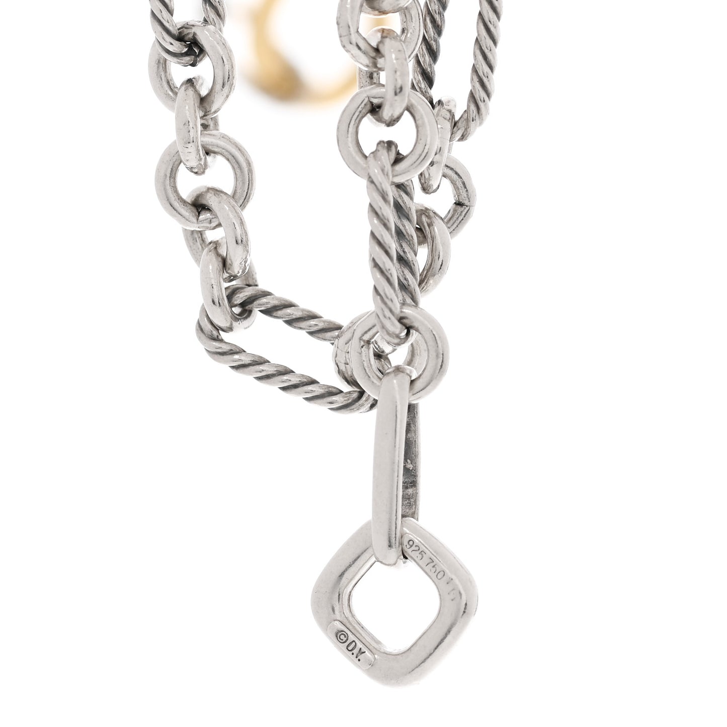 Sterling Silver 18K Yellow Gold Figaro Two Tone Link Necklace